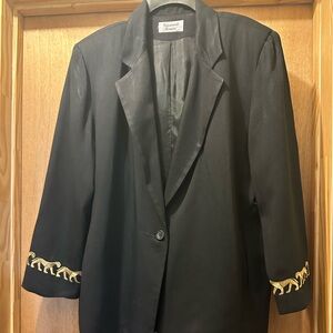 Elegant Black Blazer with Gold Accents